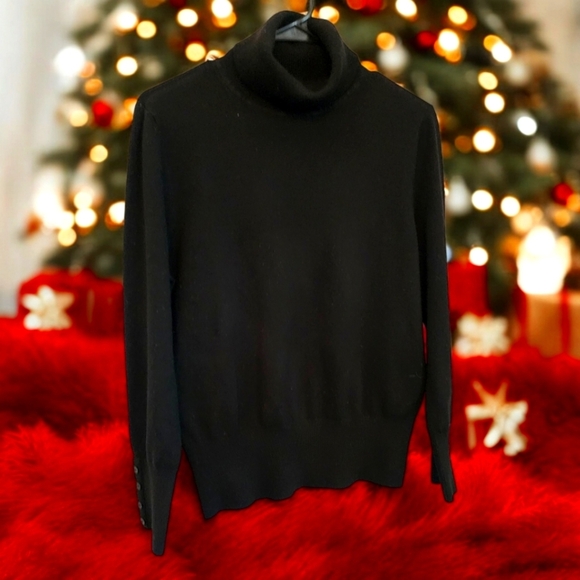 🔖Final Sale! JM Collection Womens Black Turtleneck Style Sweater - Picture 1 of 6